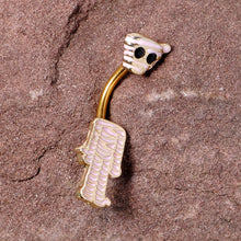Load image into Gallery viewer, Black Gem Gold Tone Mummy Halloween Double Mount Belly Ring
