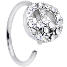 Load image into Gallery viewer, 20G 5/16 Clear Gem Retro Peace Sign Nose Hoop
