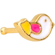 Load image into Gallery viewer, 20G 1/4 Gold Tone Pink Wing Pretty Bird Nose Bone
