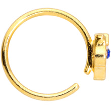 Load image into Gallery viewer, 18G 3/8 Blue CZ Gem Gold Tone Sweet Kitty Cat Nose Hoop
