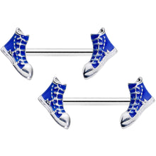 Load image into Gallery viewer, 14G 9/16 Blue High Top Sneaker Barbell Nipple Ring Set
