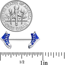 Load image into Gallery viewer, 14G 9/16 Blue High Top Sneaker Barbell Nipple Ring Set
