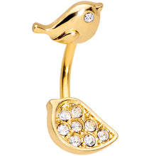 Load image into Gallery viewer, Clear Gem Gold Tone Little Birds Double Mount Belly Ring
