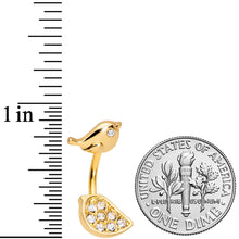 Load image into Gallery viewer, Clear Gem Gold Tone Little Birds Double Mount Belly Ring
