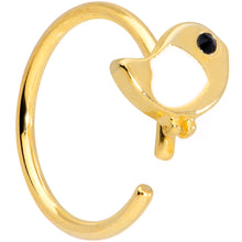 Load image into Gallery viewer, 18G 3/8 Black CZ Gem Gold Tone Baby Bird Nose Hoop
