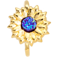Load image into Gallery viewer, 18G 3/8 Gold Tone Blue Center Sunflower Nose Hoop
