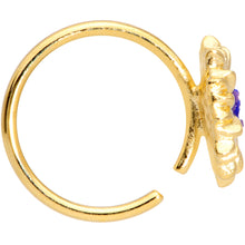Load image into Gallery viewer, 18G 3/8 Gold Tone Blue Center Sunflower Nose Hoop
