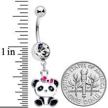 Load image into Gallery viewer, Clear Gem Black White Precious Panda Dangle Belly Ring
