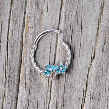 Load image into Gallery viewer, 16G 3/8 Aqua Gem Star Twisted Hinged Segment Ring
