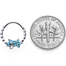 Load image into Gallery viewer, 16G 3/8 Aqua Gem Star Twisted Hinged Segment Ring

