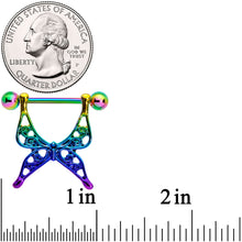 Load image into Gallery viewer, 14G 9/16 Rainbow Swirly Butterfly Nipple Shield Set
