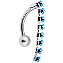 Load image into Gallery viewer, Aqua CZ Gem Band of Beauty Top Mount Belly Ring
