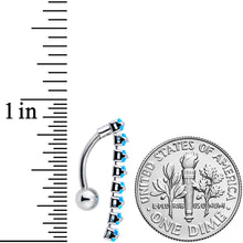 Load image into Gallery viewer, Aqua CZ Gem Band of Beauty Top Mount Belly Ring
