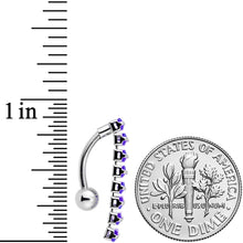 Load image into Gallery viewer, Purple CZ Gem Band of Beauty Top Mount Belly Ring
