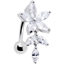 Load image into Gallery viewer, Clear CZ Gem Fashion Flower Dangle Top Mount Belly Ring
