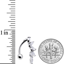 Load image into Gallery viewer, Clear CZ Gem Fashion Flower Dangle Top Mount Belly Ring
