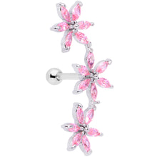 Load image into Gallery viewer, 16G 1/4 Pink CZ Gem Tri Flower Cartilage
