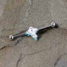 Load image into Gallery viewer, 14G White Orb Ghost Halloween Industrial Barbell 38mm
