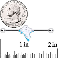Load image into Gallery viewer, 14G White Orb Ghost Halloween Industrial Barbell 38mm
