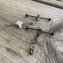 Load image into Gallery viewer, 14G White Orb Ghost Halloween Industrial Barbell 38mm

