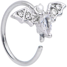 Load image into Gallery viewer, 20G 5/16 Clear White Accent Bat Halloween Nose Hoop
