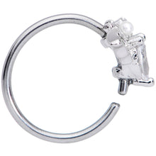 Load image into Gallery viewer, 20G 5/16 Clear White Accent Bat Halloween Nose Hoop

