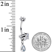 Load image into Gallery viewer, Clear CZ Gem Paw Print Cat Dangle Belly Ring
