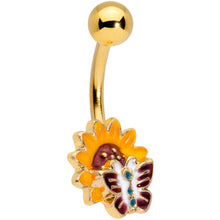 Load image into Gallery viewer, Gold Tone Red Yellow Butterfly Belly Ring

