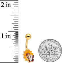 Load image into Gallery viewer, Gold Tone Red Yellow Butterfly Belly Ring
