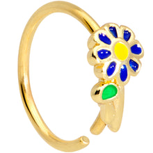Load image into Gallery viewer, 20G 5/16 Gold Tone Blue Flower Nose Hoop
