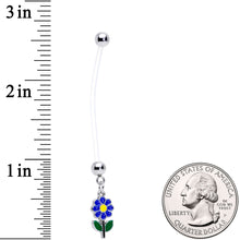 Load image into Gallery viewer, Bundle of Joy Green Blue Flower Dangle Pregnancy Belly Ring
