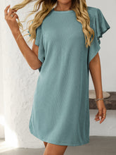 Load image into Gallery viewer, Ruffled Round Neck Short Sleeve Dress Feminine Simple Classic Dress Breathable And Comfy Dress
