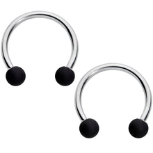 Load image into Gallery viewer, 16G 3/8 Black Teal Matte Horseshoe Circular Barbell Set of 4
