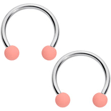 Load image into Gallery viewer, 16G 3/8 Pink Peach Matte Horseshoe Circular Barbell Set of 4
