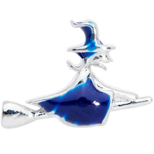 Load image into Gallery viewer, Blue Spooky Halloween Witch Barbell Tongue Ring
