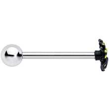 Load image into Gallery viewer, Black Yellow Spooky Spider Halloween Barbell Tongue Ring
