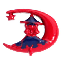 Load image into Gallery viewer, Red Blue Witch Moon Halloween Barbell Tongue Ring
