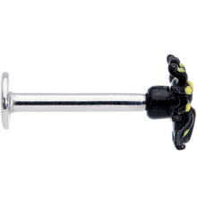 Load image into Gallery viewer, 16G 5/16 Black Yellow Spooky Spider Halloween Labret Monroe Tragus

