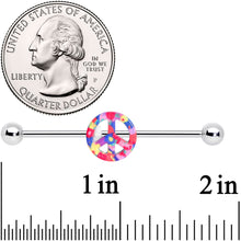 Load image into Gallery viewer, 14G Hippie Rainbow Peace Sign Industrial Barbell 38mm

