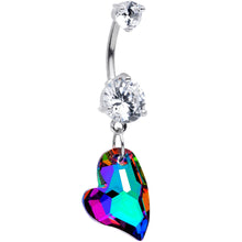 Load image into Gallery viewer, Clear Vitrail Gem Stylized Heart Dangle Belly Ring

