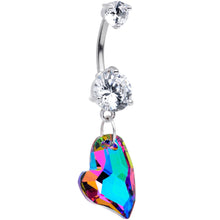 Load image into Gallery viewer, Clear Vitrail Gem Stylized Heart Dangle Belly Ring
