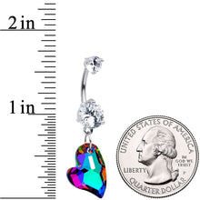 Load image into Gallery viewer, Clear Vitrail Gem Stylized Heart Dangle Belly Ring
