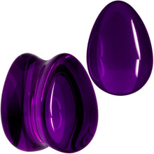 Load image into Gallery viewer, Solid Purple Glass Teardrop Plug Set
