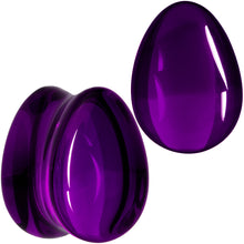 Load image into Gallery viewer, Solid Purple Glass Teardrop Plug Set
