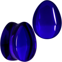 Load image into Gallery viewer, Solid Blue Glass Teardrop Plug Set
