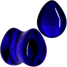 Load image into Gallery viewer, Solid Blue Glass Teardrop Plug Set

