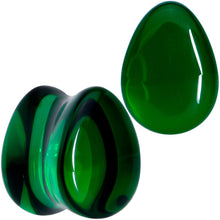 Load image into Gallery viewer, Solid Green Glass Teardrop Plug Set
