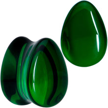 Load image into Gallery viewer, Solid Green Glass Teardrop Plug Set
