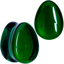 Load image into Gallery viewer, Solid Green Glass Teardrop Plug Set
