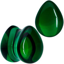 Load image into Gallery viewer, Solid Green Glass Teardrop Plug Set
